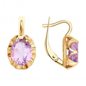 Серьги из золочёного серебра SOKOLOV с аметистом 92023109 фото