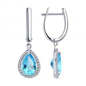 Серебряные серьги SOKOLOV с топазом и фианитом 92023119 фото