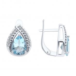 Серебряные серьги SOKOLOV с топазом и фианитом 92023141 фото