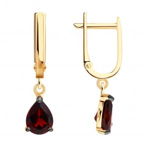 Серьги из золочёного серебра SOKOLOV с гранатом 92023151 фото