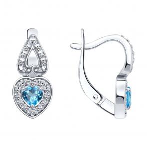 Серебряные серьги SOKOLOV с топазом и фианитом 92023153 фото