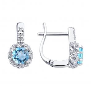 Серебряные серьги SOKOLOV с топазом и фианитом 92023170 фото