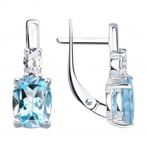 Серебряные серьги SOKOLOV с топазом и фианитом 92023173 фото