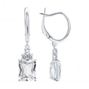 Серебряные серьги SOKOLOV с фианитом и горным хрусталём 92023184 фото