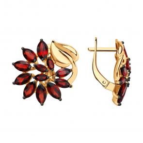 Серьги из золочёного серебра SOKOLOV с гранатом 92023199 фото