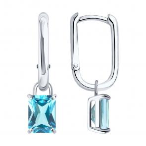 Серебряные серьги-трансформеры SOKOLOV с топазом 92023254 фото