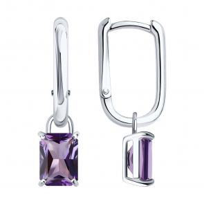 Серебряные серьги-трансформеры SOKOLOV с аметистом 92023255 фото