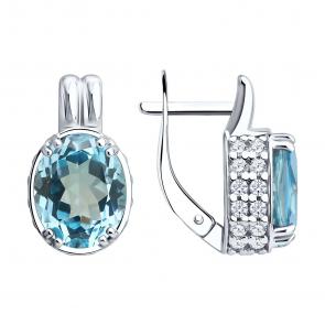 Серебряные серьги SOKOLOV с топазом и фианитом 92023262 фото