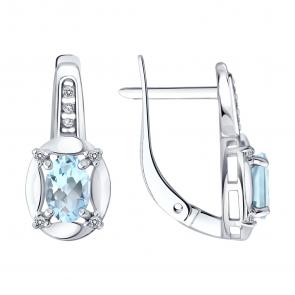 Серебряные серьги SOKOLOV с топазом и фианитом 92023286 фото