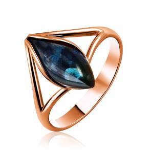 Кольцо из золочёного серебра Дарвин с янтарём 920252023ba-бир фото