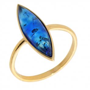 Кольцо из золочёного серебра Дарвин с янтарём 920252174ba-бир фото