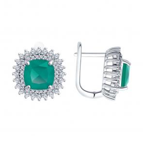 Серебряные серьги SOKOLOV с фианитом и ситаллом 92025256-91 фото