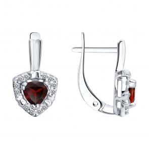 Серебряные серьги SOKOLOV с фианитом и гранатом 92025339 фото