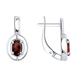 Серебряные серьги SOKOLOV с гранатом 92025353 фото