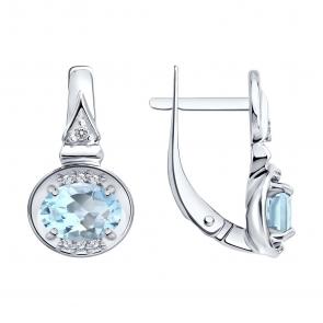 Серебряные серьги SOKOLOV с топазом и фианитом 92025355 фото