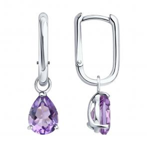Серебряные серьги-трансформеры SOKOLOV с аметистами 92025371 фото