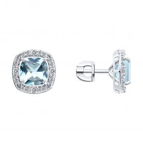 Серебряные серьги SOKOLOV с топазом и фианитом 92025377 фото