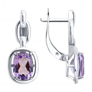 Серебряные серьги SOKOLOV с аметистом 92025382 фото