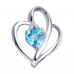 Серебряная подвеска SOKOLOV с топазом и фианитом 92030001 фото