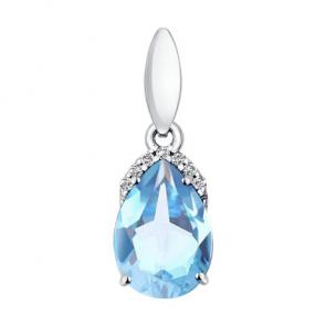 Серебряная подвеска SOKOLOV с топазом и фианитом 92030310 фото