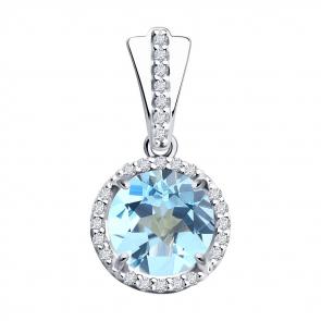 Серебряная подвеска SOKOLOV с топазом и фианитом 92030318 фото