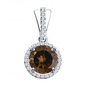 Серебряная подвеска SOKOLOV с фианитом и раухтопазом 92030320 фото