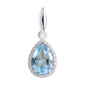 Серебряная подвеска SOKOLOV с топазом и фианитом 92030322 фото