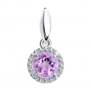 Серебряная подвеска SOKOLOV с фианитом и аметистом 92030332-91 фото