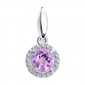 Серебряная подвеска SOKOLOV с фианитом и аметистом 92030332 фото