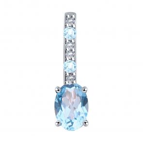 Серебряная подвеска SOKOLOV с топазом и фианитом 92030339 фото