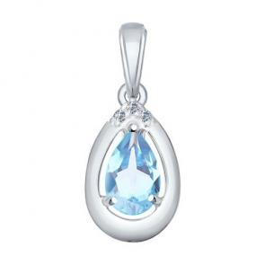 Серебряная подвеска SOKOLOV с топазом и фианитом 92030358 фото