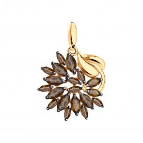 Подвеска из золочёного серебра SOKOLOV с раухтопазом 92030456 фото