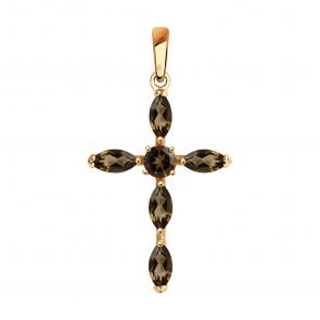 Подвеска из золочёного серебра SOKOLOV с раухтопазом 92030510 фото