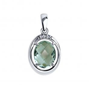 Серебряная подвеска SOKOLOV с фианитом и кварцем 92030561 фото