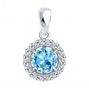 Серебряная подвеска SOKOLOV с топазом и фианитом 92030756 фото