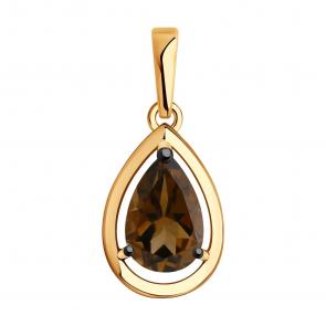 Подвеска из золочёного серебра SOKOLOV с раухтопазом 92030757 фото