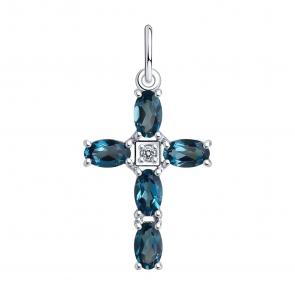 Серебряная подвеска SOKOLOV с фианитом и Лондон топазом 92030760 фото