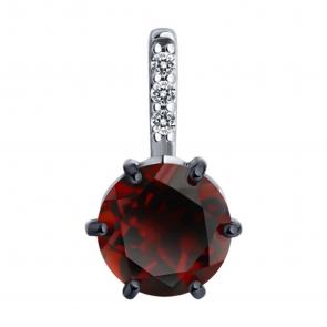 Серебряная подвеска SOKOLOV с ситаллом цвета Гранат и фианитом 92030771-91 фото