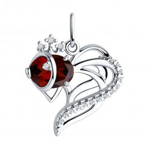 Серебряная подвеска SOKOLOV с фианитом и гранатом 92030783 фото
