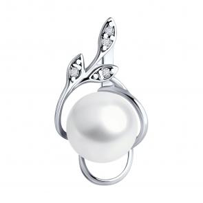 Серебряная подвеска SOKOLOV с фианитом и жемчугом 92030791 фото