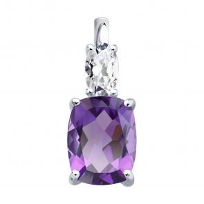 Серебряная подвеска SOKOLOV с фианитом и аметистом 92030825 фото