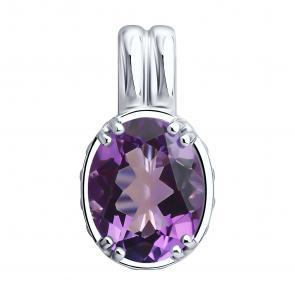 Серебряная подвеска SOKOLOV с фианитом и аметистом 92030855 фото