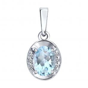 Серебряная подвеска SOKOLOV с топазом и фианитом 92030857 фото