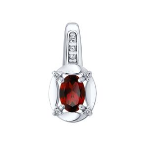 Серебряная подвеска SOKOLOV с фианитом и гранатом 92030858 фото