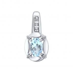 Серебряная подвеска SOKOLOV с топазом и фианитом 92030870 фото