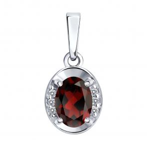Серебряная подвеска SOKOLOV с фианитом и гранатом 92030880 фото
