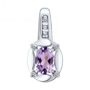 Серебряная подвеска SOKOLOV с фианитом и аметистом 92030883 фото
