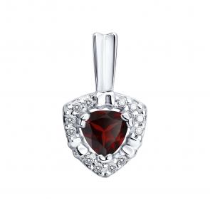 Серебряная подвеска SOKOLOV с фианитом и гранатом 92030894 фото