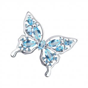 Серебряная брошь SOKOLOV с топазом и фианитом 92040090 фото