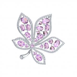 Серебряная брошь SOKOLOV с фианитом и аметистом 92040101 фото